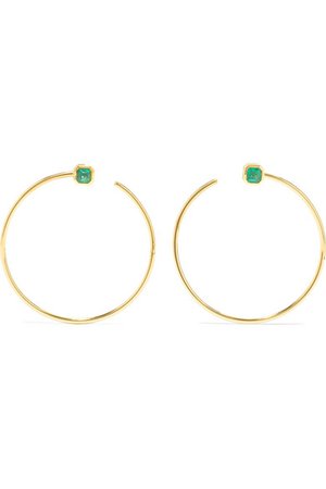 Jemma Wynne | 18-karat gold emerald earrings | NET-A-PORTER.COM