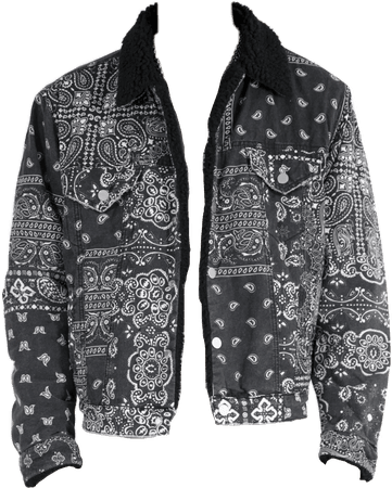 bandana pattern denim jacket -black