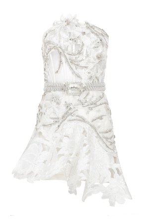 RaisaVanessa White Strapless Mini Dress With Lace And Embroidery