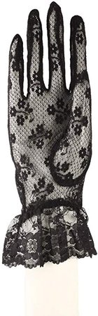 Amazon.com: Lace Gloves with Wrist Ruffle - White, Peach, Black, and Ivory (black lace): Clothing