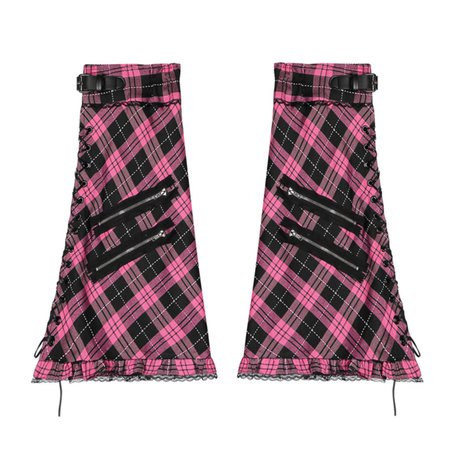 Cute-punk inspired plaid leg warmers with adjustable... - Depop