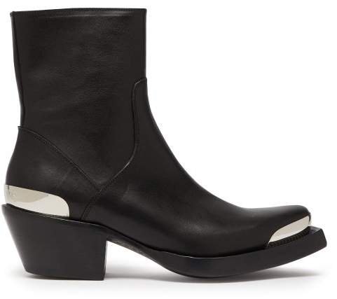 Metal Toecap Leather Western Boots - Womens - Black