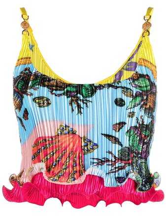 Versace Printed Pleated Top - Farfetch