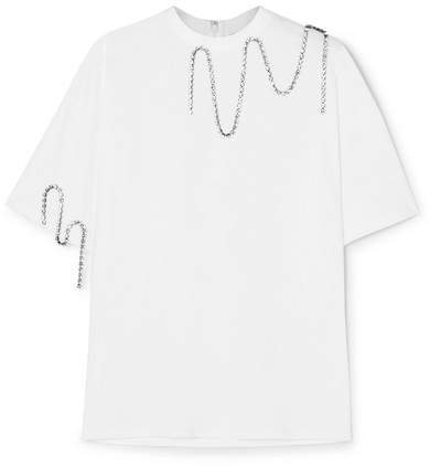 Squiggle Crystal-embellished Cotton-jersey T-shirt - White
