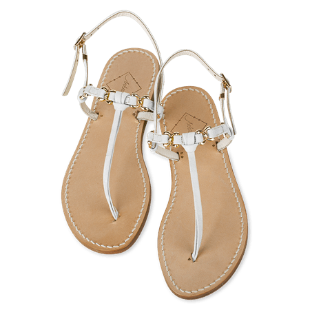Lara - White Leather Sandals