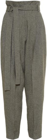 Anouki High Waist Peg Khaki Tweed Pants