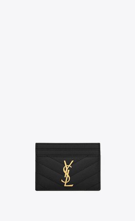 Monogram card case in grain de poudre embossed leather | Saint Laurent United Kingdom | YSL.com