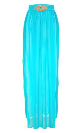 Teal Chiffon Diamante Jewel Beach Skirt | PrettyLittleThing