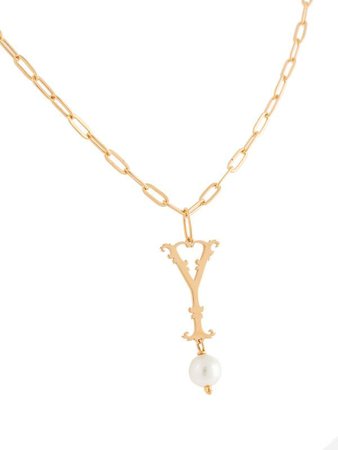 Shop Simone Rocha Y pearl initial necklace with Express Delivery - FARFETCH