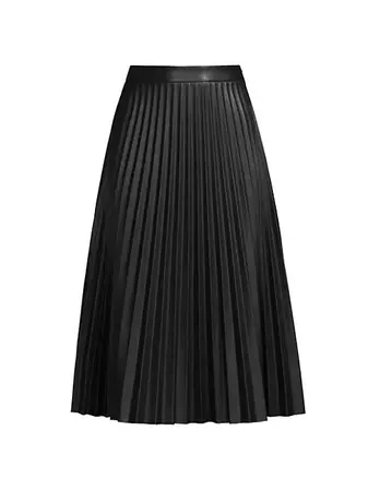 Shop Milly Rayla Pleated Vegan Leather Midi-Skirt | Saks Fifth Avenue