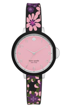 kate spade new york park row floral silicone strap watch, 34mm | Nordstrom