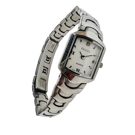 Gucci Watch Wristwatch Silver Metal Crystal White... - Depop