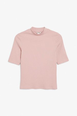 Ribbed top - Pink - Tops - Monki GB