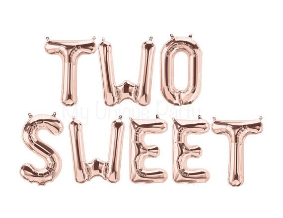 TWO SWEET Letter Balloons Air Fill only Two Sweet Banner / 2nd