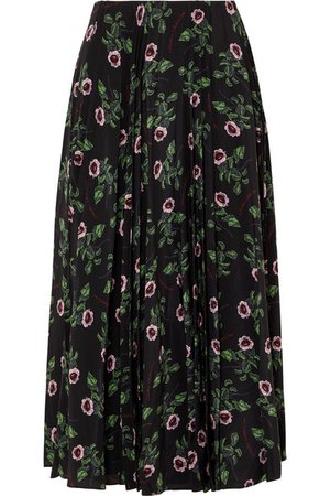 Valentino | Floral-print pleated silk-chiffon midi skirt | NET-A-PORTER.COM