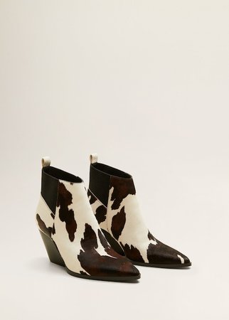Leather cowboy ankle boots - Women | MANGO USA