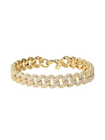 Shop Michael Kors 14K-Gold-Plated & Cubic Zirconia Curb-Chain Bracelet | Saks Fifth Avenue