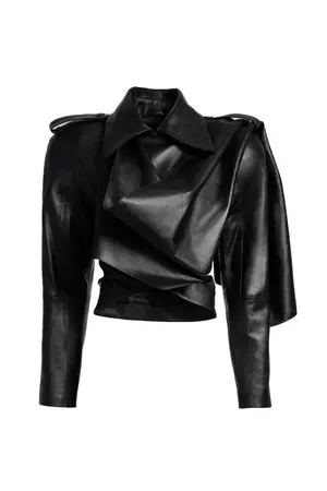 Leather Jacket with Scarf - Black - Ladies | H&M US
