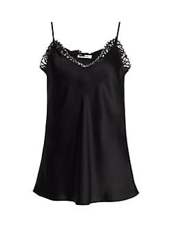 Frame lace trimmed silk camisole