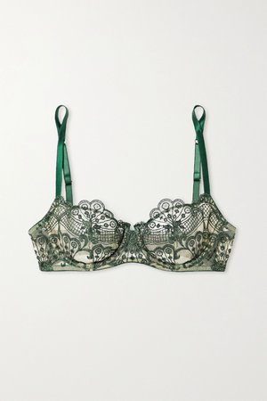 Emerald Midnight Dream embroidered tulle underwired balconette bra | I.D. Sarrieri | NET-A-PORTER