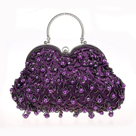Purple Evening Bag Fancy Beaded Handbag for Cocktail Party for $49.99 | Baginning