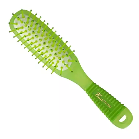 green hairbrush