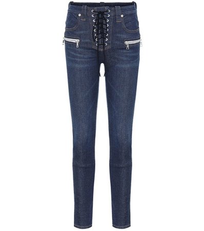 Lace-up skinny jeans