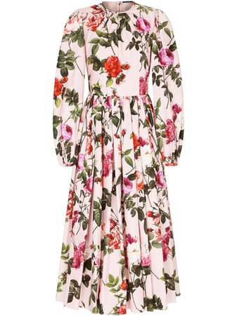 Dolce & Gabbana Robe mi-longue En Coton à Fleurs - Farfetch