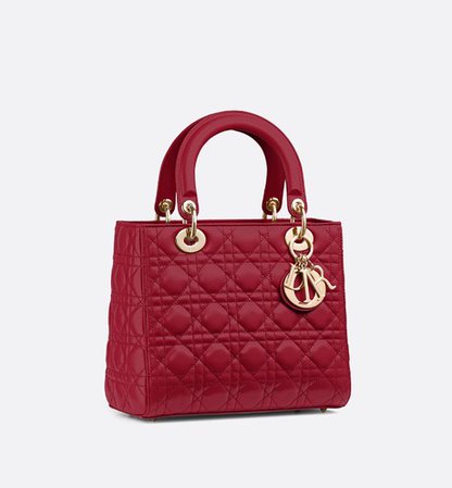 Lady Dior bag in red lambskin - Bags - Women's Fashion | DIOR