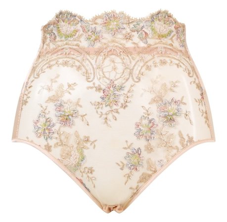 high-waisted corseted knicker with floral embroidery. from belle et bon bon.