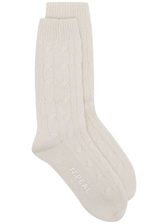 N.Peal cable-knit organic-cashmere Socks - Farfetch