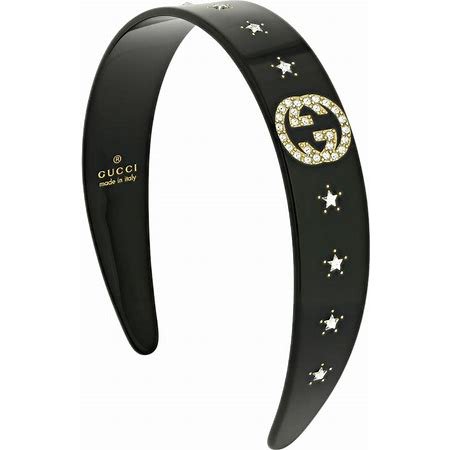 gucci black headband with crystal embellishments