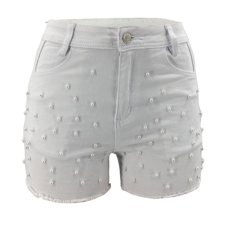 Buy Fashion Lady Summer Denim Shorts White Pearl Sexy Pants Female Casual Pants 6091-1 | KiKUU Senegal