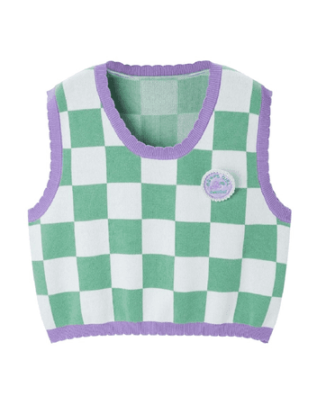 Color Block Green Plaid Sweater Vests With Circle Brooch – www.ledin.net