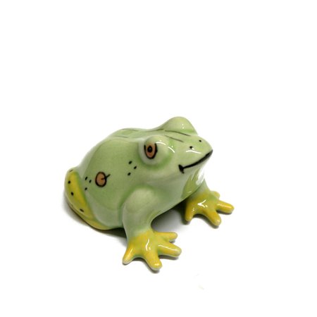 Miniature Animals Ceramic Green Frog Figurine Hand painted | Etsy