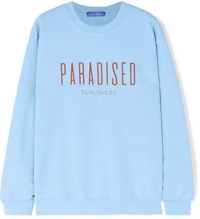 Paradised - Printed Cotton-blend Jersey Sweatshirt - Light blue