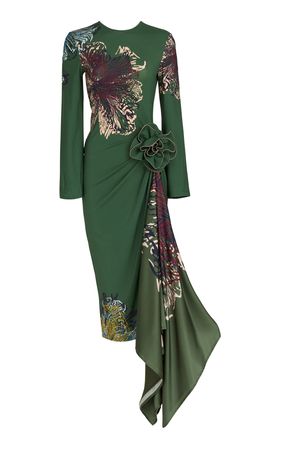 Ananya Drape-Detailed Floral-Jersey Midi Dress By Silvia Tcherassi | Moda Operandi