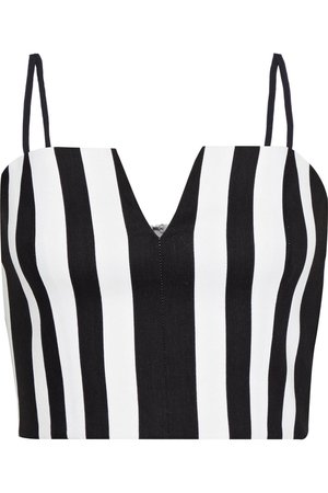Black Bertie cropped striped linen-blend top | Sale up to 70% off | THE OUTNET | ALICE + OLIVIA | THE OUTNET