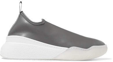 Loop Logo-woven Faux Leather Slip-on Sneakers - Gray