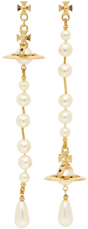 vivienne westwood broken pearl Gold earrings