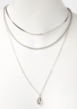 Silver Puka Shell Layered Necklace