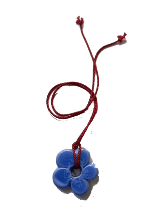 red and blue thread necklace