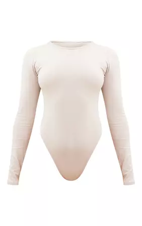 Stone Cotton Long Sleeve Bodysuit | Tops | PrettyLittleThing USA