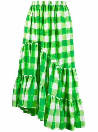 MSGM gingham-print Asymmetric Skirt - Farfetch