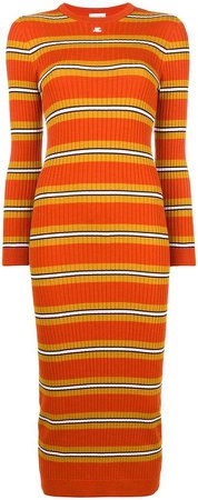 striped fitted knitted dress