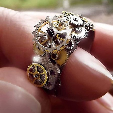 Amazon.com: Stainless Steel Unisex Mechanical Gear Steampunk Ring, Watch Gear Ring, Silver, Bronze and Gold Ring, Size: 5-13 (8) : Clothing, Shoes & Jewelry