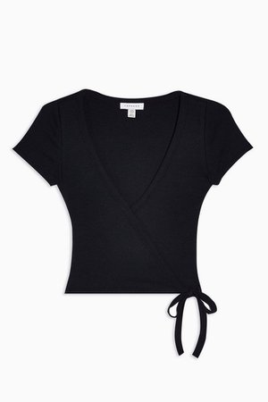 Ribbed Ballet Wrap T-Shirt | Topshop