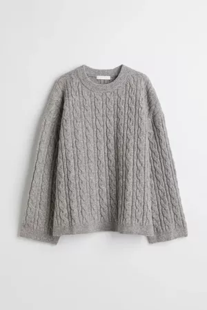Cable-knit Sweater - Gray melange - Ladies | H&M CA