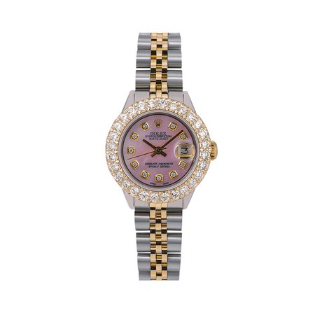 Rolex Lady-Datejust Diamond Watch, 6917 26mm, Pink Diamond Dial With T - OMI Jewelry