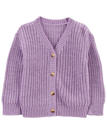 Purple Toddler Button-Front Sweater Knit Cardigan | carters.com